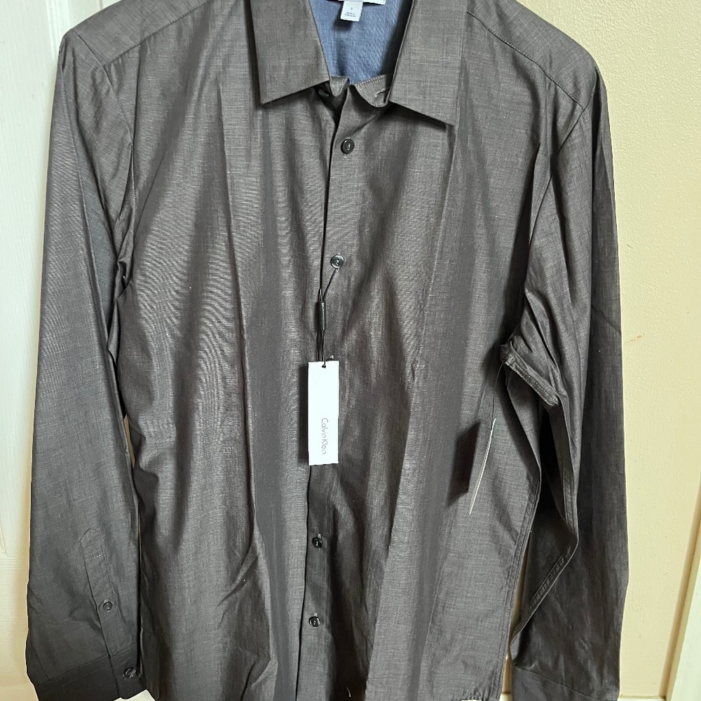 Calvin Klein - Brand New Dark Grey Dress Shirt  -  Size S